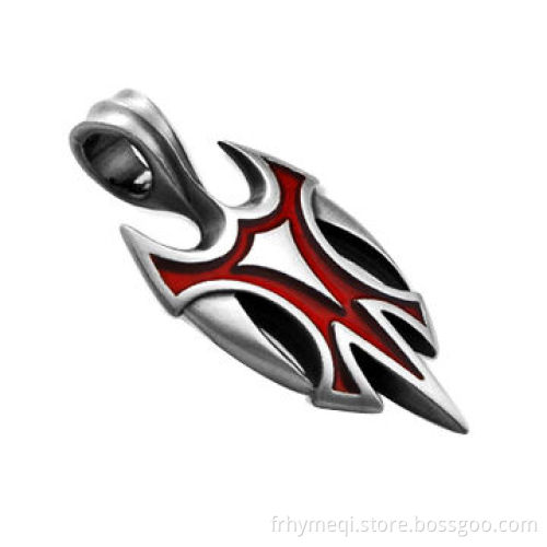 Stainless Steel Pendant with Red and Black Epoxy